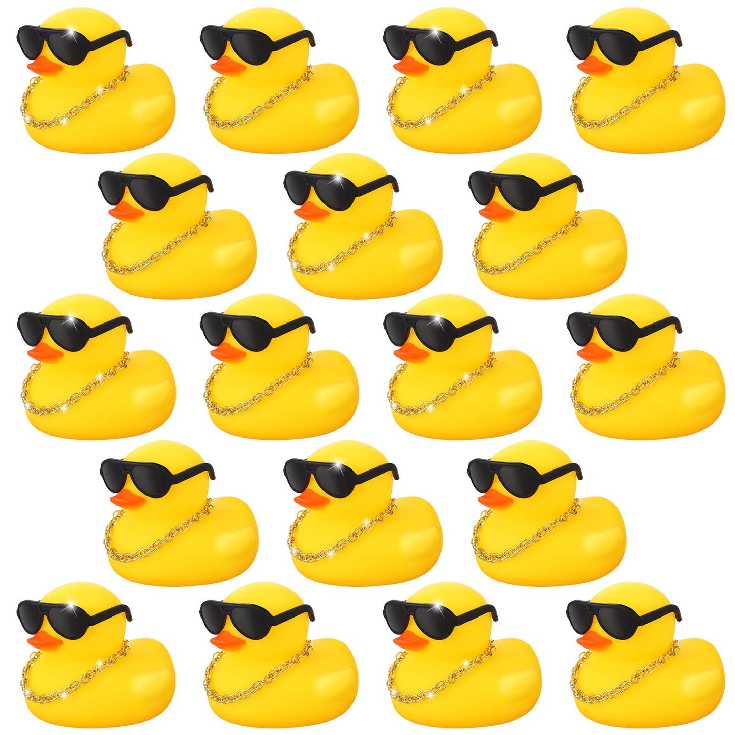 18 Pcs Mini Rubber Ducks Baby Shower Tiny Rubber Ducks Bulk with Sunglasses, Float Bathtub Duckies for Shower Birthday Party Fav