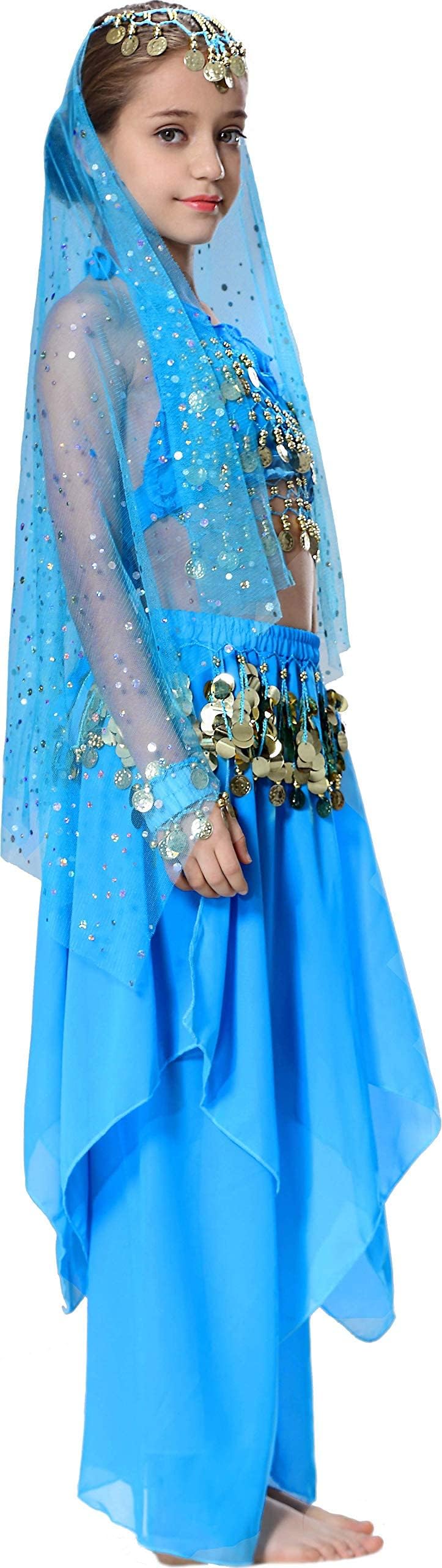 Breevo Genie Halloween Costumes Girls Frozen Anna Costume 10-12 Jeannie Aladdin Princess Jasmine Shimmer Shine 4T 4 5 6 7 8 14 1