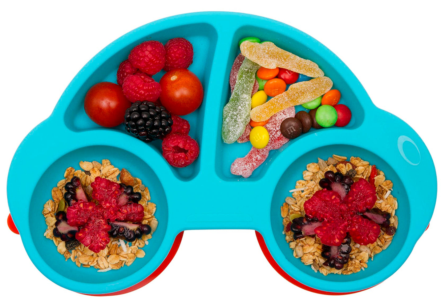 AUNEOS Silicone Divided Toddler Plates - Portable Non Slip Suction Feeding Plates for Children Babies and Kids BPA Free Baby Din