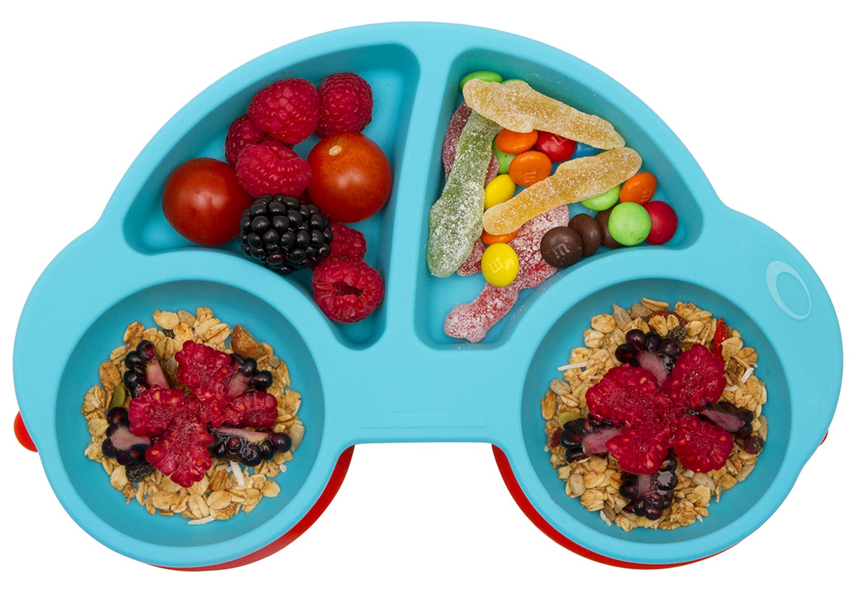 AUNEOS Silicone Divided Toddler Plates - Portable Non Slip Suction Feeding Plates for Children Babies and Kids BPA Free Baby Din