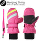 F Flammi Toddler Kids Snow Mittens With String Waterproof Ski Mittens Thinsulate Winter Gloves For Baby Girls Boys(Pink,2-4)