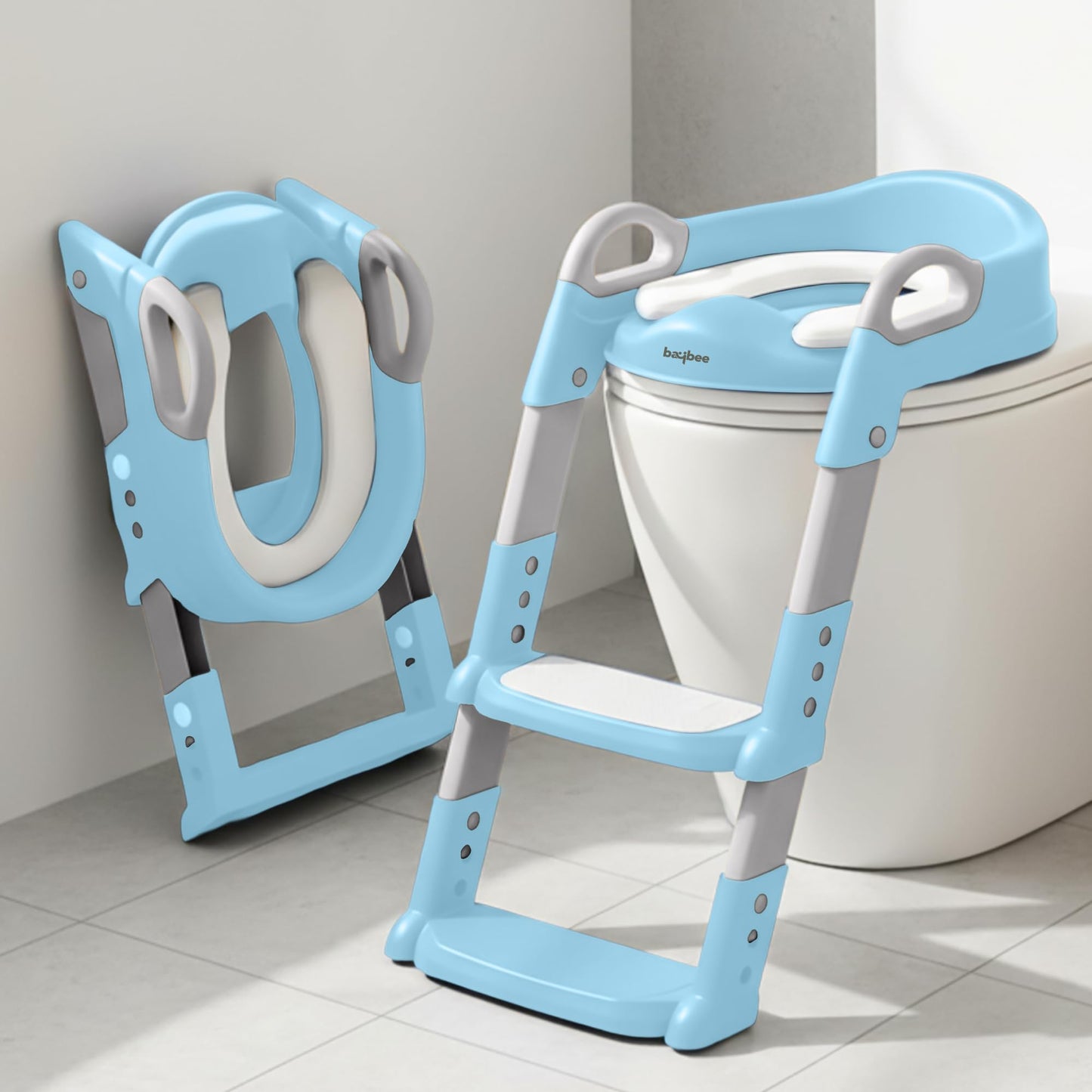 Baybee Aura Western Toilet Potty Seat For Kids, Baby Potty Training Seat Chair With Ladder, Adjustable Step Height, Cushion Seat