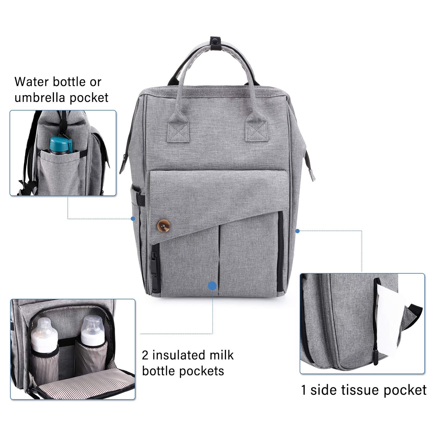 Versatile Large Diaper Bag Backpack - Stylish, Waterproof Diaper Backpack, Multi-functional Baby Diaper Bag for Mom, Panalera Pa