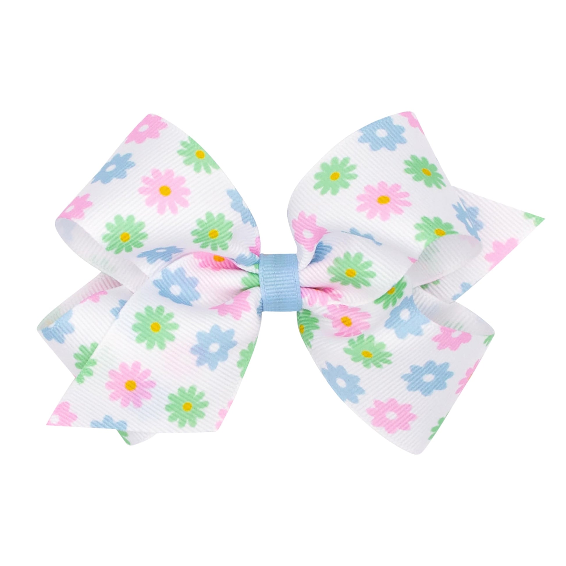 Wee Ones Girls' Easter Print Grosgrain Hair Bow On Wee Stay No-Slip Clip, Handmade, Medium, Spring Flower Print