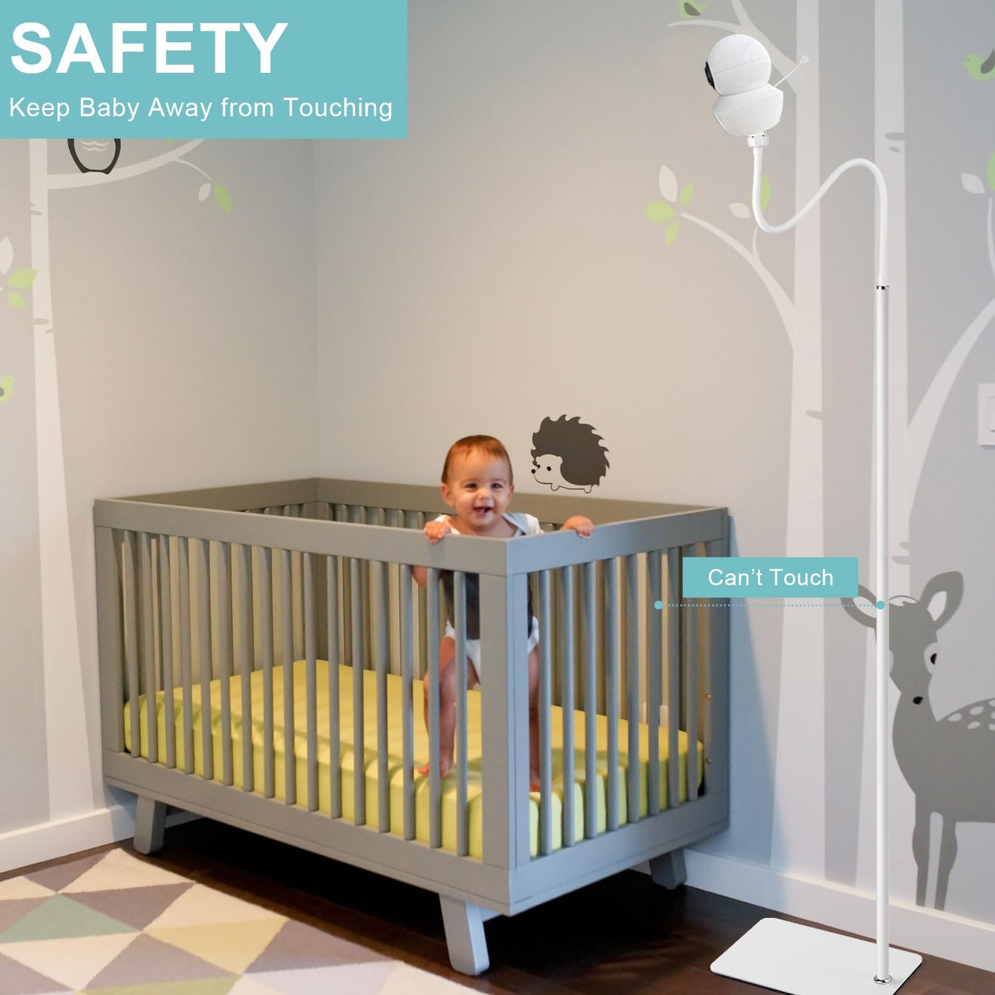 Itodos Baby Monitor Floor Stand Holder Compatible With Babysense Video Baby Monitor V43/ Hds2/ V24R,Keep Baby Away From Touching
