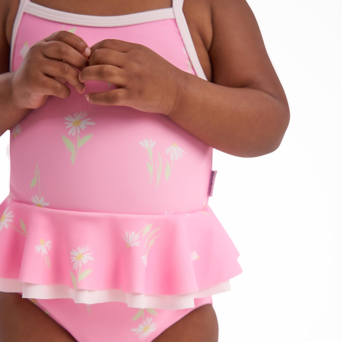Gerber Girls' One-Piece Swimsuit, Pink Daises, 6-9 Months