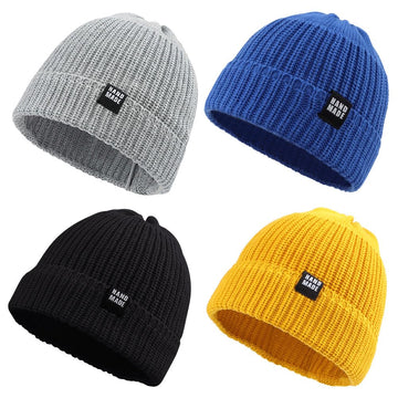 Simple Knitted Baby Beanie Hip-Hop Boys Winter Hat Toddler Kids Bonnet For Girls 0-5Y (4Pcs-A,S)