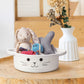 Hichen Small Round Woven Rope Basket, Cute Dog Toy Basket For Living Room, Decorative Nursery Basket For Toys, Diapers, Empty Gi