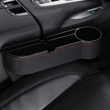 T.O.G. Car Seat Gap Organizer W/Cup Holder Fit for Cards Wallets Sunglasses Passenger Black