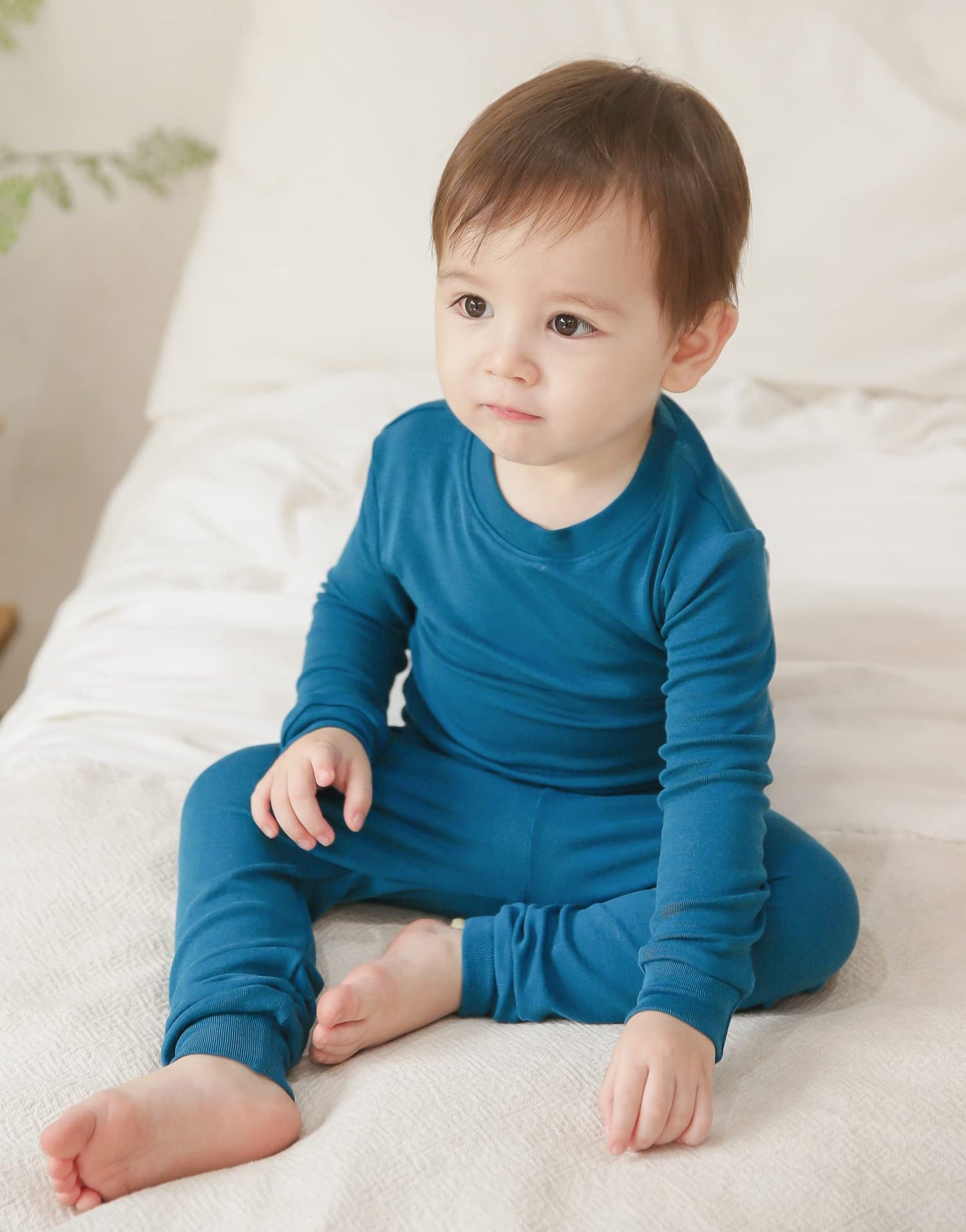 Vaenait Baby Kids Long Sleeve Sleepwear Pajamas 2Pcs Set Modal Peacockblue S