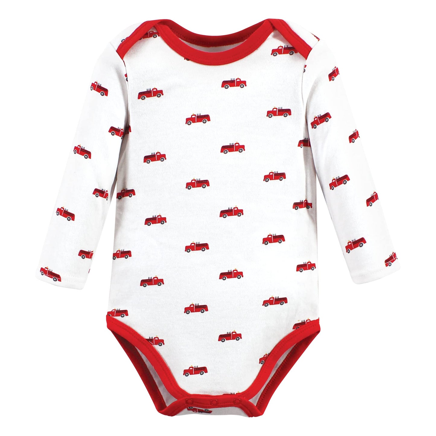 Hudson Baby Unisex Baby Cotton Long-Sleeve Bodysuits, Fire Truck, 9-12 Months