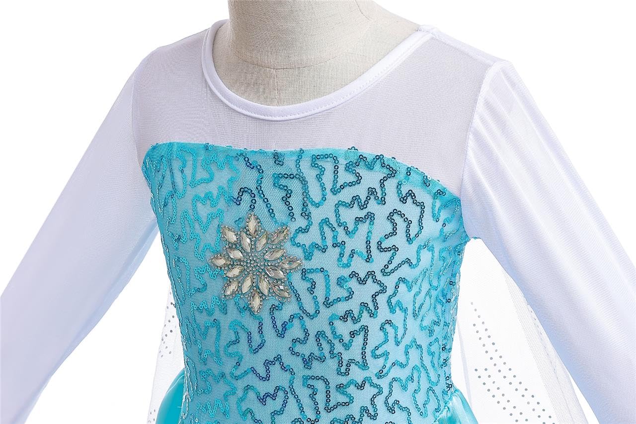 Dressy Daisy Girls' Ice Princess Dress Costume Birthday Halloween Christmas Fancy Party Dresses With Train Size 5 Style A