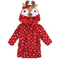 Hudson Baby Unisex Baby Plush Animal Face Bathrobe, Holiday Reindeer, 0-9 Months