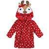 Hudson Baby Unisex Baby Plush Animal Face Bathrobe, Holiday Reindeer, 0-9 Months
