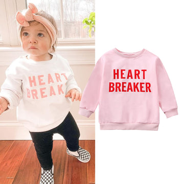 Yingisfitm Toddler Baby Girl Boy Valentines Day Outfit Crewneck Sweatshirt Long Sleeve Shirt Pullover Top Spring Clothes (Pink-H