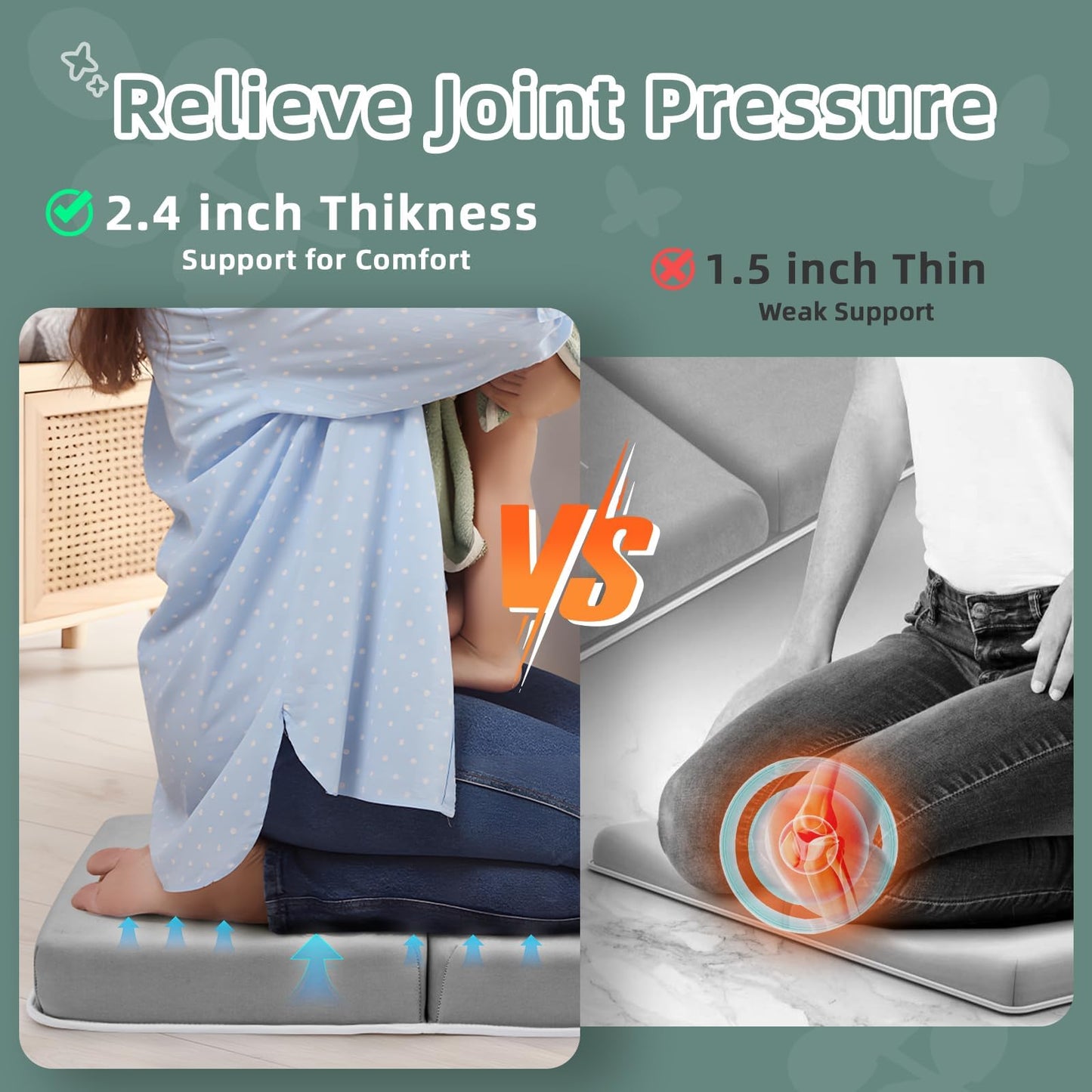 Ifnow Baby Bath Kneeler And Elbow Rest Pad Set - 26'' Extra Long And 2.4'' Thick, Quick Dry Kneeling Pad For Bathing Baby With K