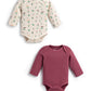 monica + andy Long Sleeve Jack & Jill Bodysuit, Size 6-9 Months, Fall Flowers, 100% Organic Baby Clothes for Girls, Sustainable 