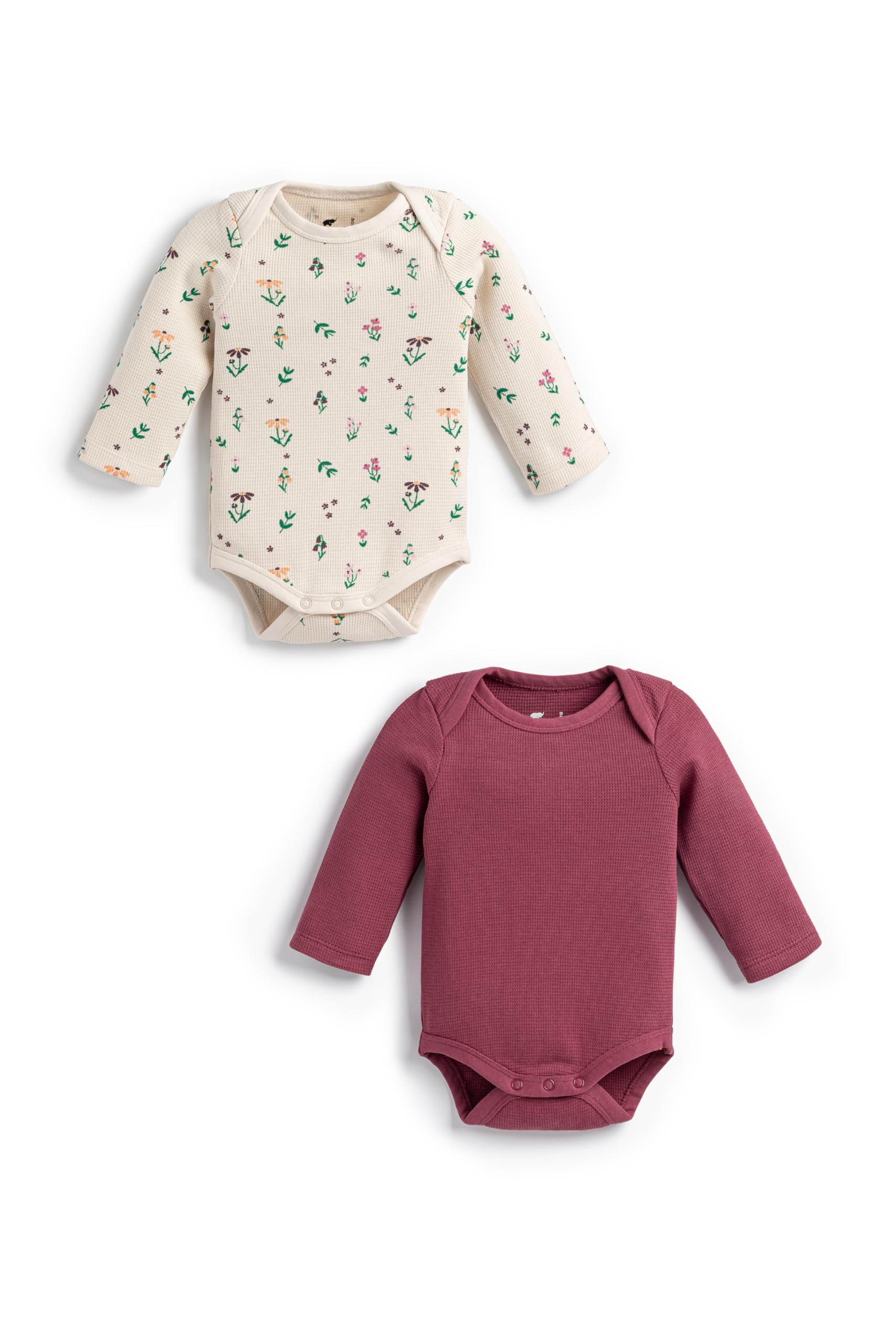 monica + andy Long Sleeve Jack & Jill Bodysuit, Size 6-9 Months, Fall Flowers, 100% Organic Baby Clothes for Girls, Sustainable 