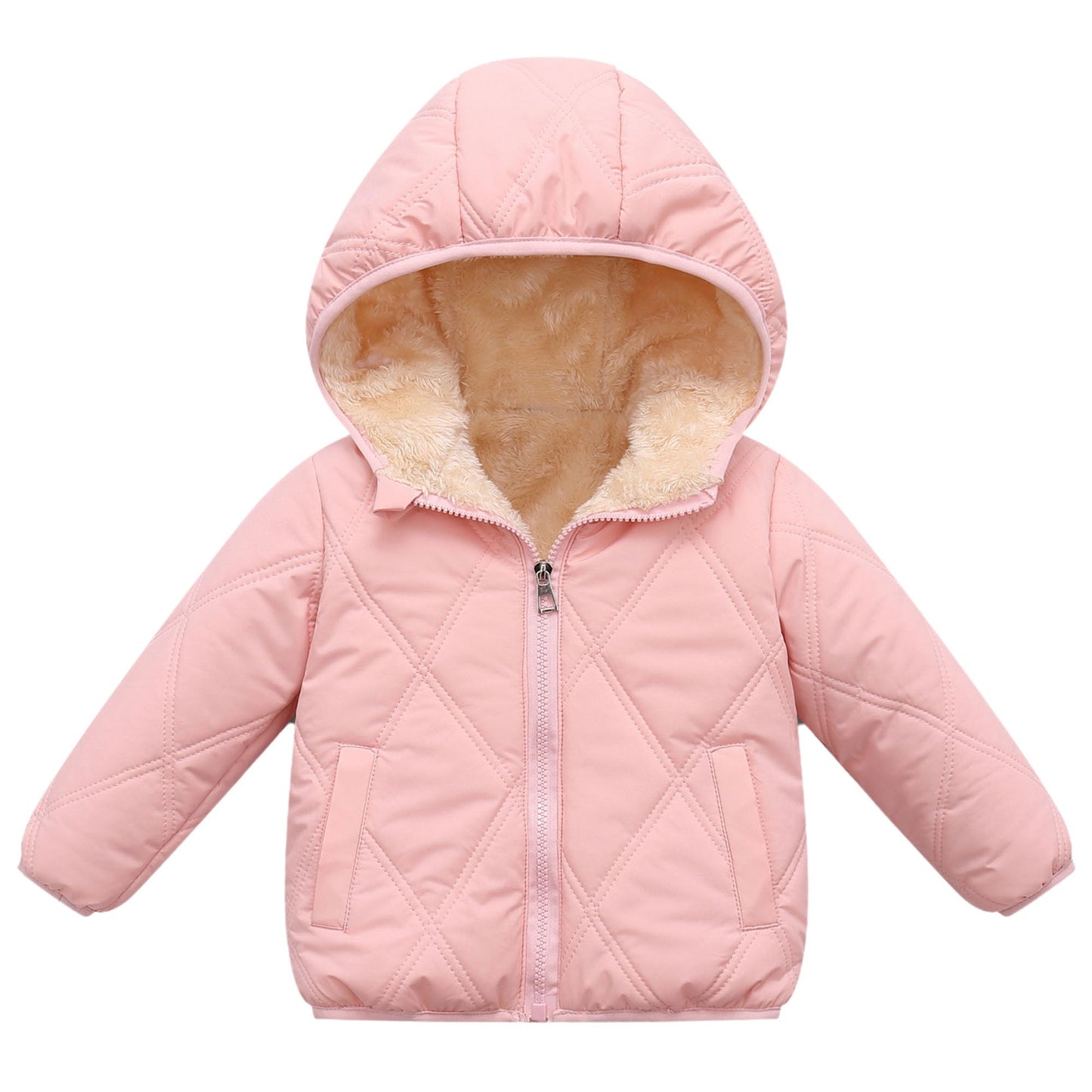 LAVIQK Baby Boys Girls Toddlers Winter Coats Hooded Puffer Jacket Down Snow Jacket Warm Fleece Coat Solid Outerwear 6-12-18-24 M