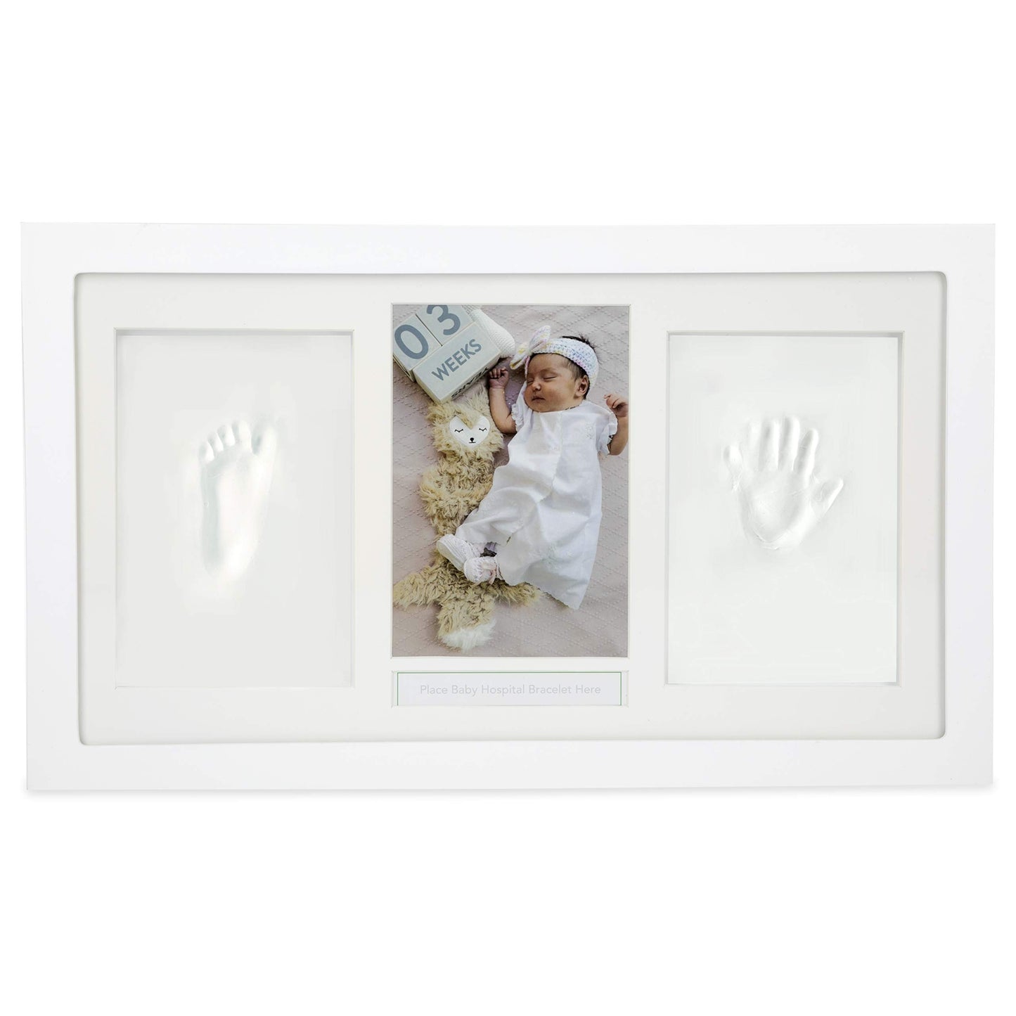 Nuby Baby Hand & Footprint Kit With Wall Decor Frame That Holds One 4 X 6 Photo & 2 Clay Print Kits For Newborn Girls & Boys, Pe