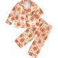 Qiylii Valentine'S Day Loved Bear Silk Pajamas Toddler Baby Girl Button-Up Pajamas 2-Piece Satin Pjs Sleepover Nightgown (2T Bea