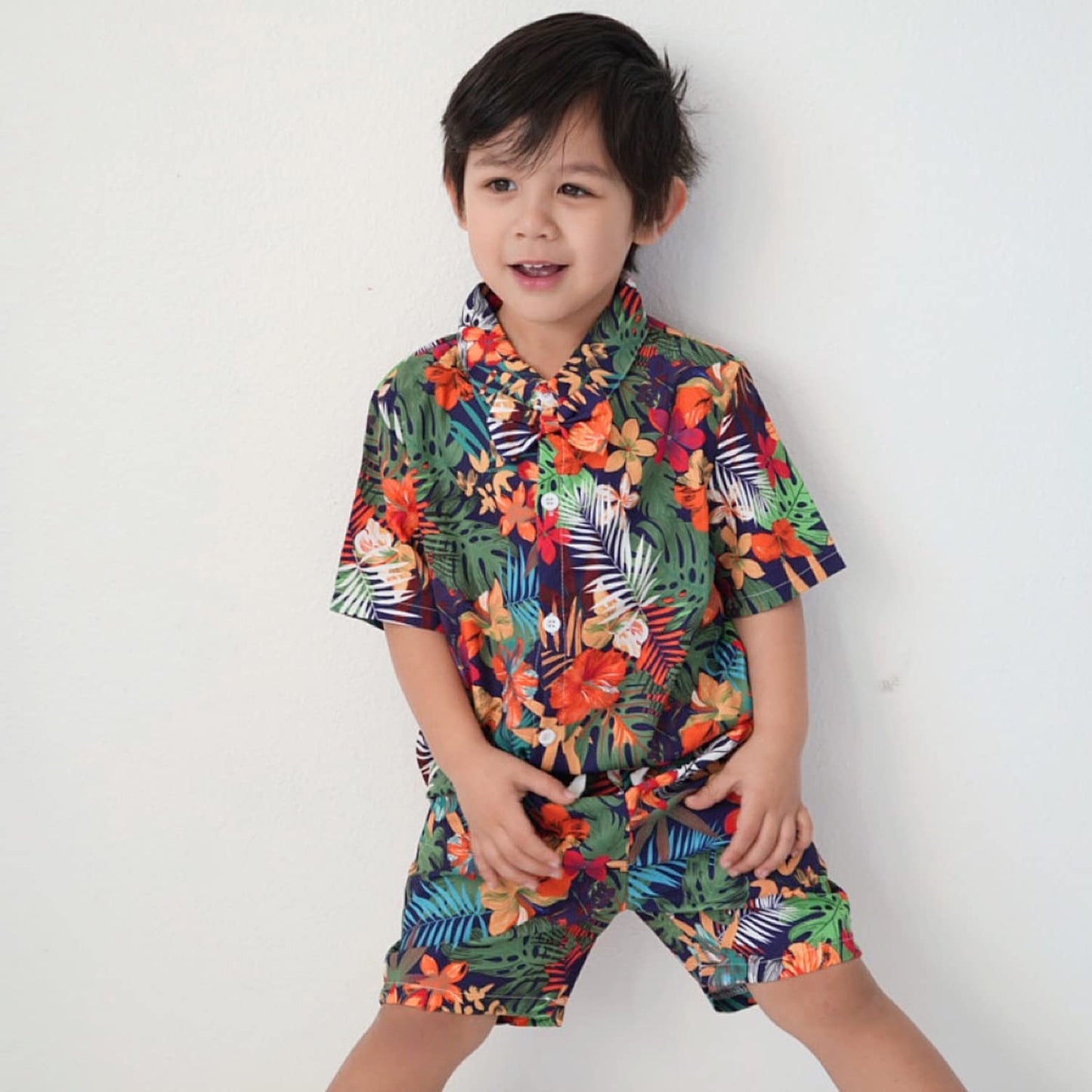 Hintina Toddler Infant Baby Boy Shorts Set Hawaiian Outfit Short Sleeve Palm Leaf Shirt Summer Clothes Set Suit 18-24 Months