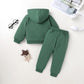 Happy Town Toddler Fall Outfits For Girl Boy Long Sleeve Hoodie Top And Long Sweatpants Set Toddler Sweatsuit (Solid Color-Deep