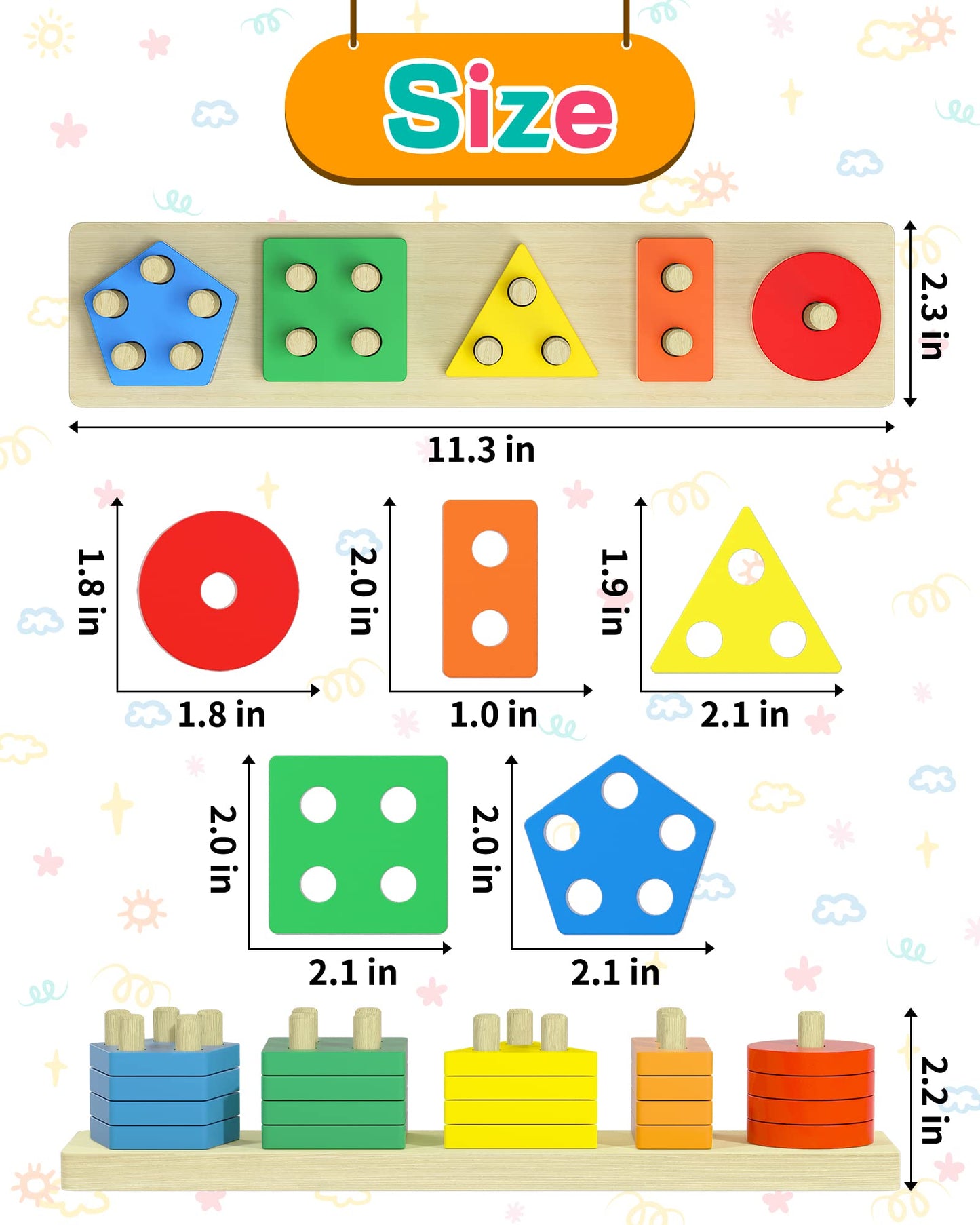 Zartores Montessori Toys for 1 2 3 Year Old Boys Girls Toddlers, Wooden Sensory Toys for Ages 2-4 0-2, 1 2 Year Old Boy Girl Bir