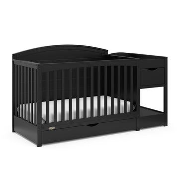 Stork Craft Graco Bellwood 5-In-1 Convertible Crib & Changer With Drawer (Black) - Greenguard Gold Certified, Full-Size Storage