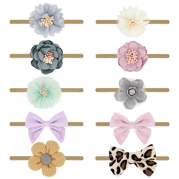 Aqokka Baby Girl Headbands With Bows Soft Nylon Newborn Toddler Hairbands Handmade Baby Hair Accessories For Infant Girls Kids