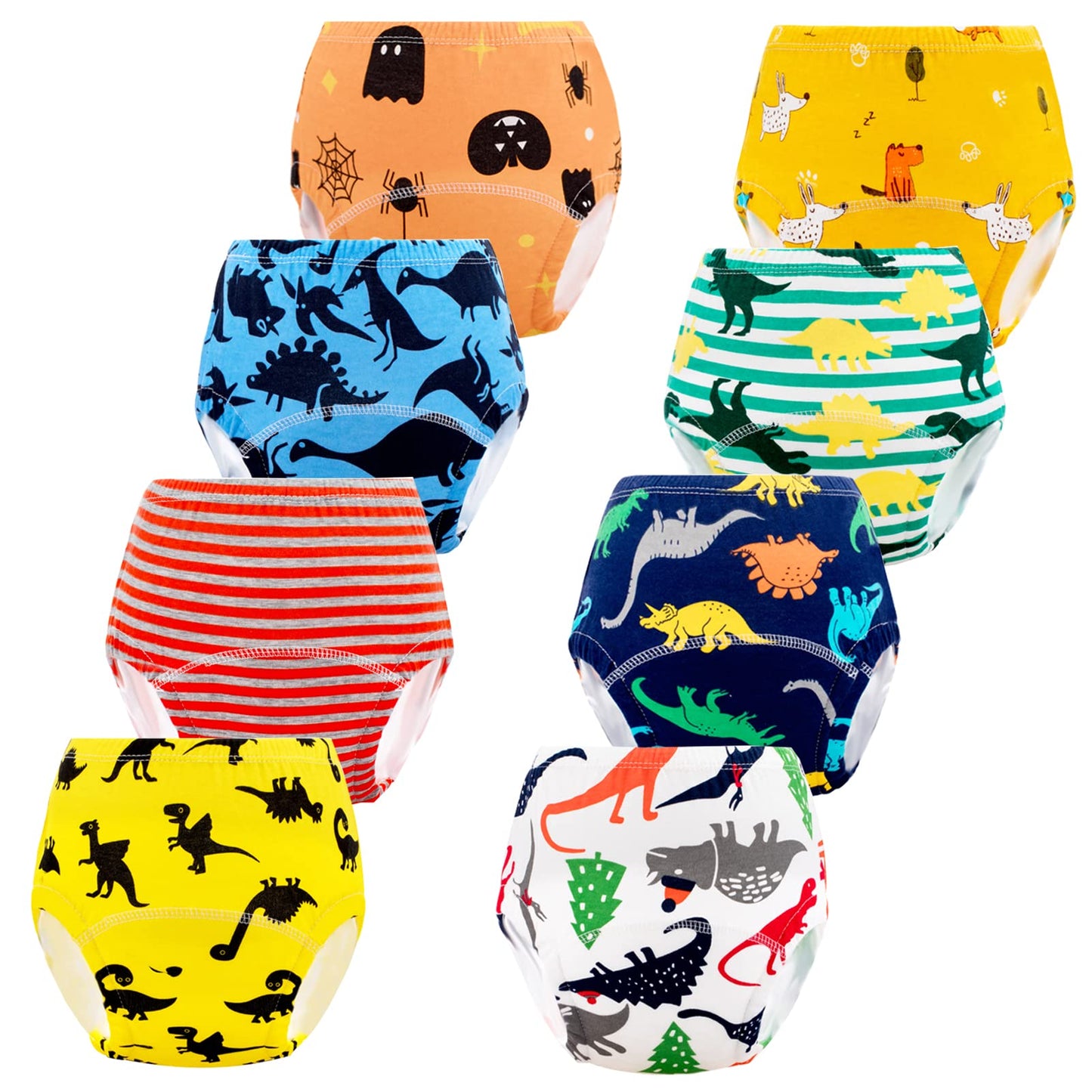 Potty Training Pants for Girls, Toddler Learning Designs Training Underwear Pants(8 Packs, Blue, 3-4T, M)