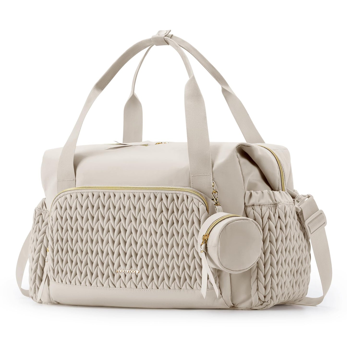 mommore Diaper Bag Tote, Large Capacity Travel Diaper bags, Hospital Bag for Labor Delivery, Baby Bag with Pacifier Case (Beige)
