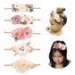 Cinaci 5 Pack White Pink Delicate Rose Flower Nylon Headbands Floral Hair Bows Daisy Flowers Headband Elastic Hair Bands Easter