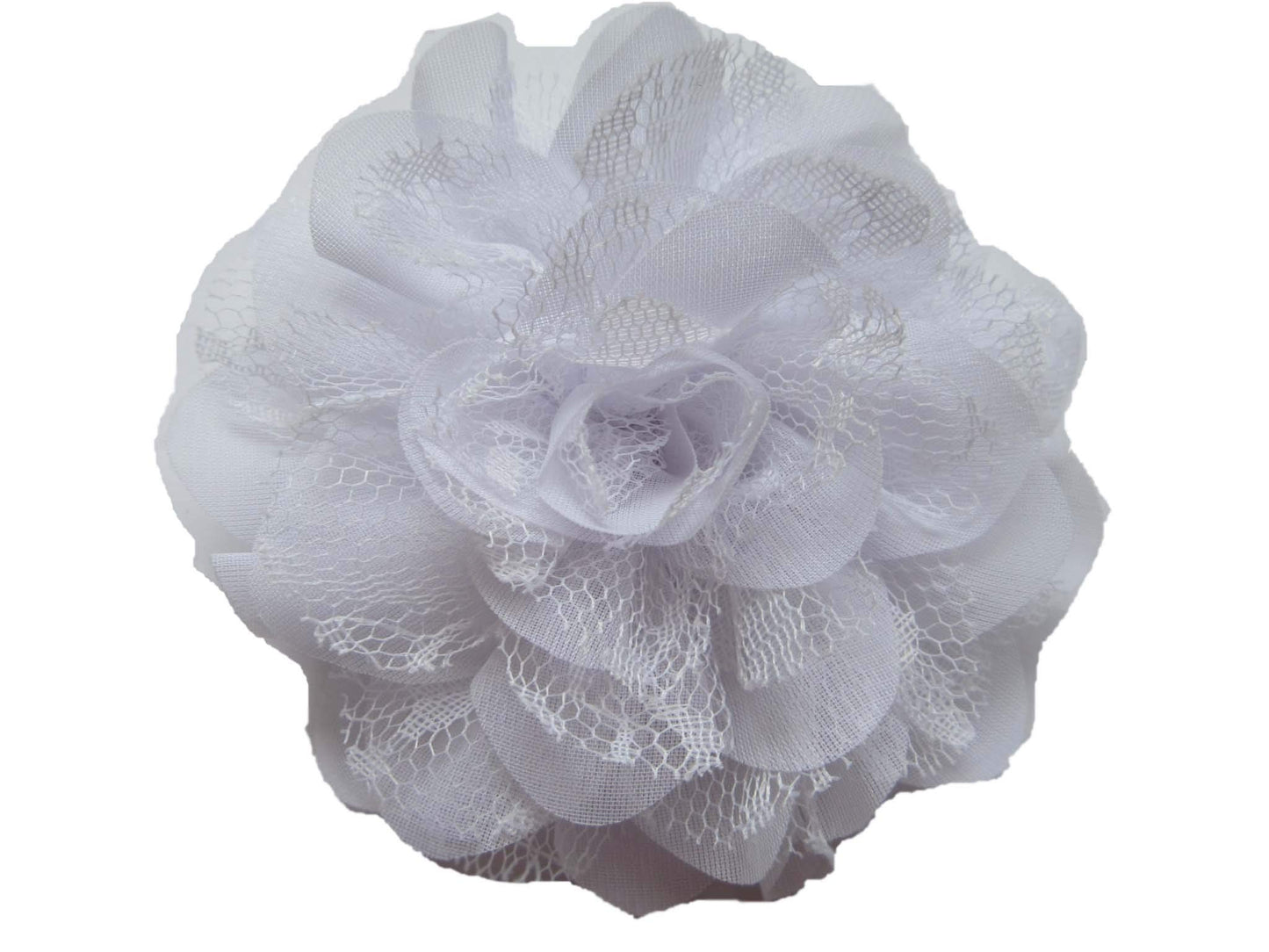 Yycraft Large Chiffon Lace Flower 4.25' Hair Flower For Diy Headband Baby Flowers Bows Craft And Party Decoration(White,8Pcs)