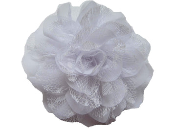Yycraft Large Chiffon Lace Flower 4.25' Hair Flower For Diy Headband Baby Flowers Bows Craft And Party Decoration(White,8Pcs)