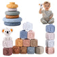 TMYIDO 2-in-1 Soft Stacking Building Blocks & Soft Infant Teething Toys,Montessori BabyToys for 06-12-18 Months,Learning Toys & 