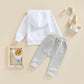 Baby Boys Cothes 3 6 9 12 18 24M 3T Pants Set Hooded Patchwork Hoodie Striped Sweatpants Fall Winter Outfit(White-Bubs, 12-18 Mo