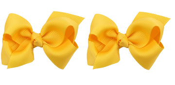 Zoonai 3 Inch Baby Girl Hair Bows Boutique Hair Clip Teens Toddlers Hairpin Headwear - Set Of 2 (Yellow)