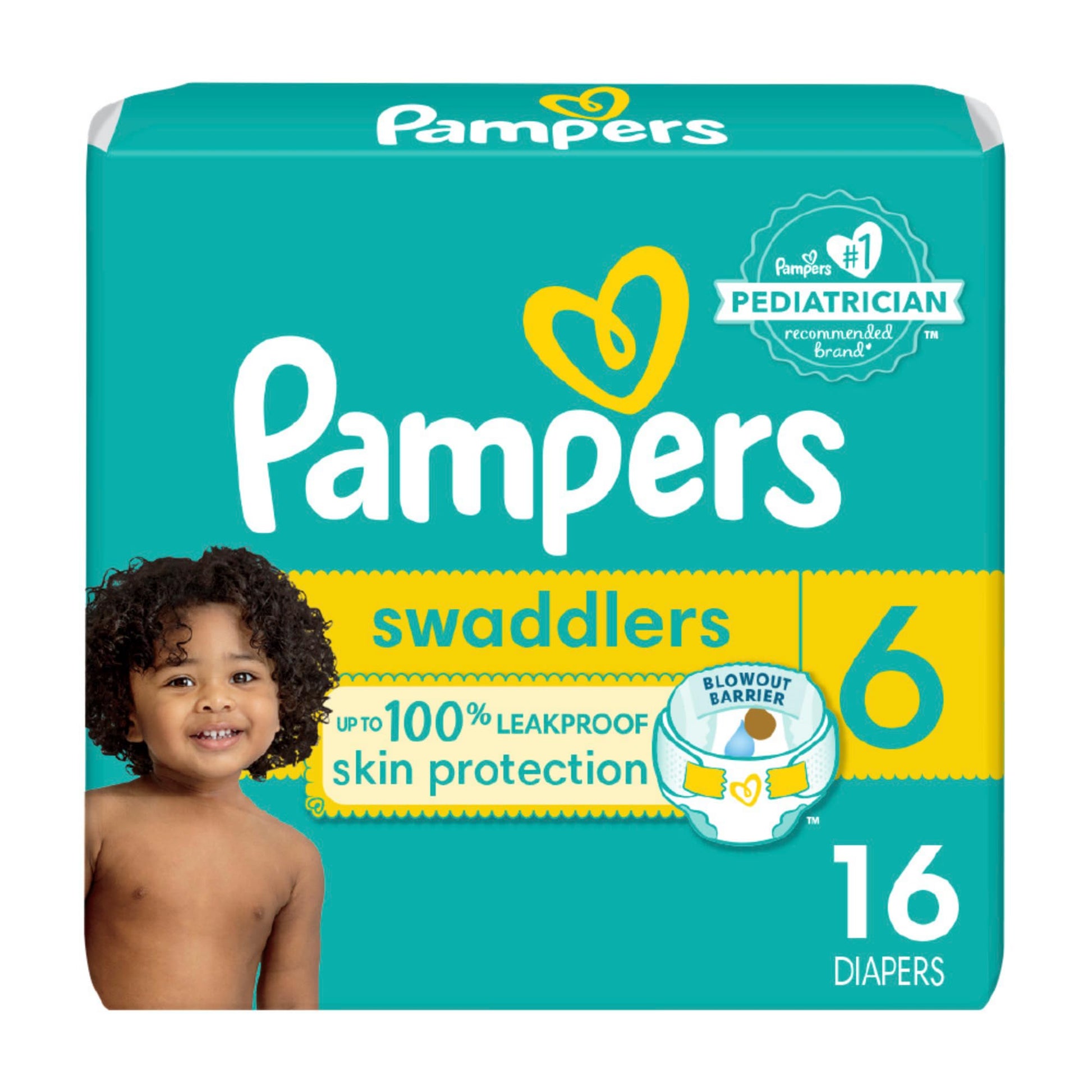 Pampers Baby Diapers - Swaddlers - Size 6, 16 Count, Ultra Absorbent Disposable Infant Diaper