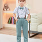 Disaur Matching Family Outfits Short Sleeve White Flower Dress Shirt Bow Tie Suspender Green Pants Boys Church Outfit 4T 5T 4-5T