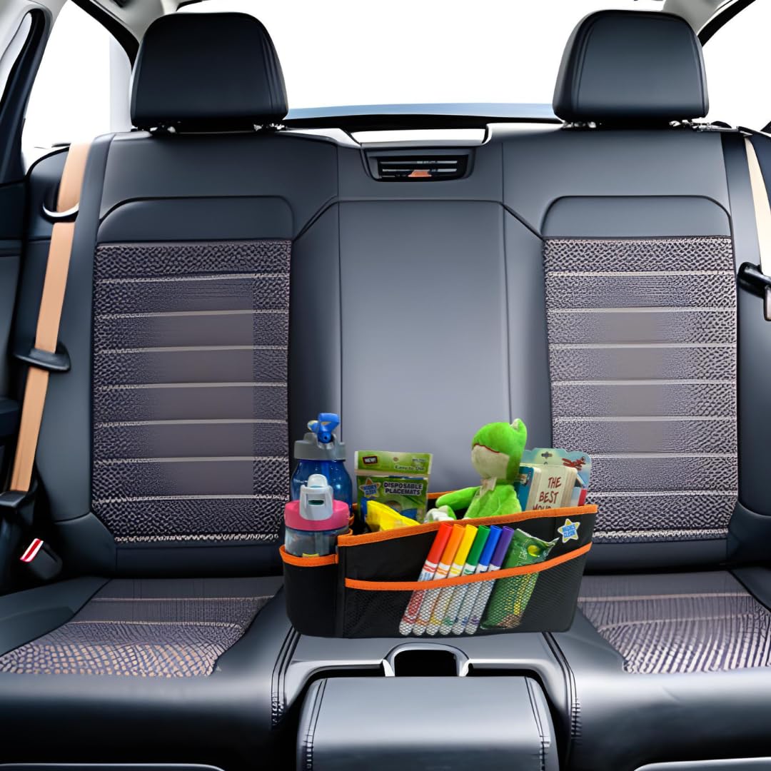 Mighty Clean Car Storage Organizer - Use In The Trunk, Or Front Or Back Seat With 8 Side Pockets + 1 Zippered Pouch + 2 Mesh Pou