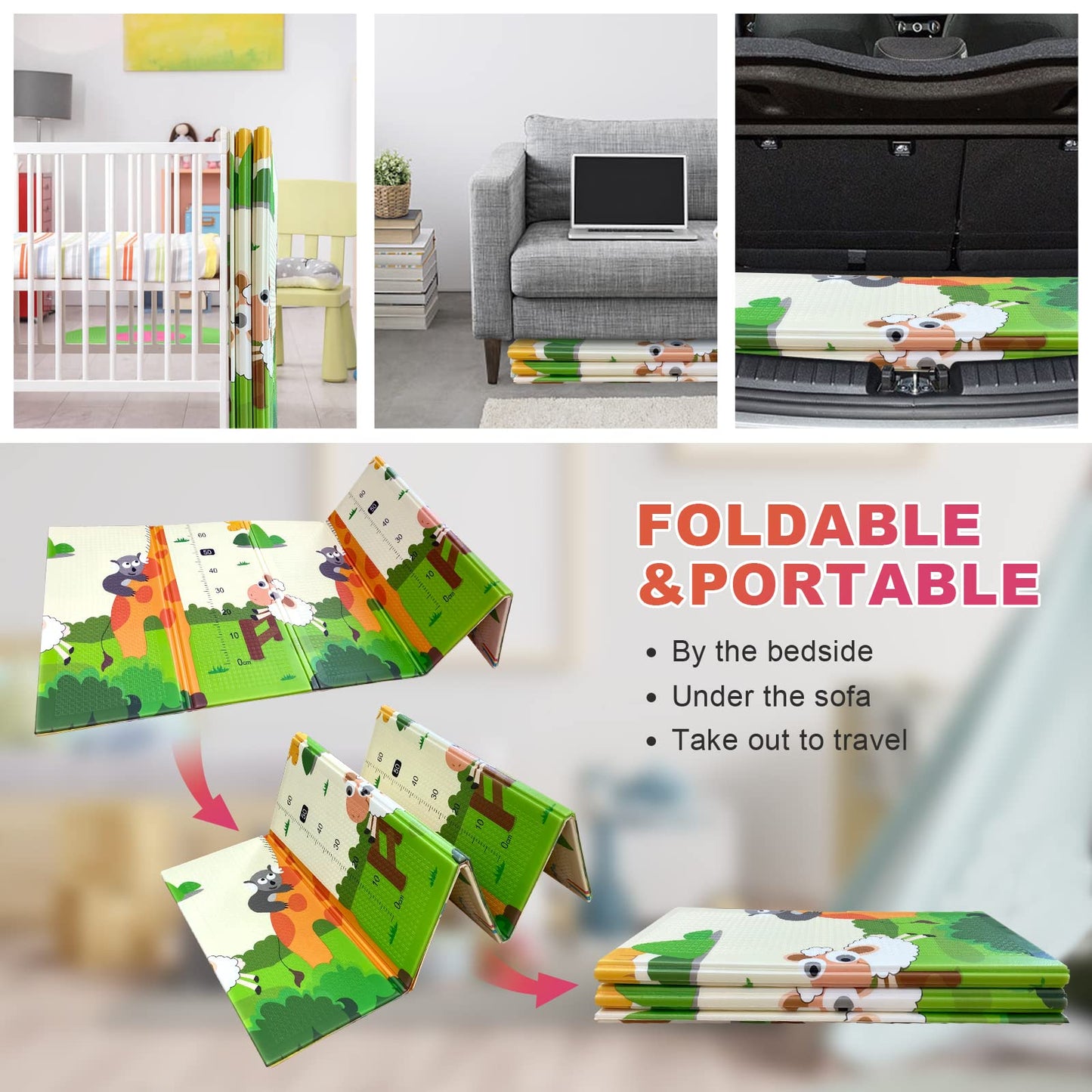 Baby Play Mat 79 '  71 ', Mergren Extra Large Foldable Foam Floor Play Mat For Babies Xpe Waterproof Crawling Mat, Anti-Slip,T