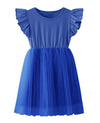 Twkioue Toddler Baby Girl Tutu Tulle Dress Ruffled Sleeve Fluffy Sundress 817 Royal Blue 130