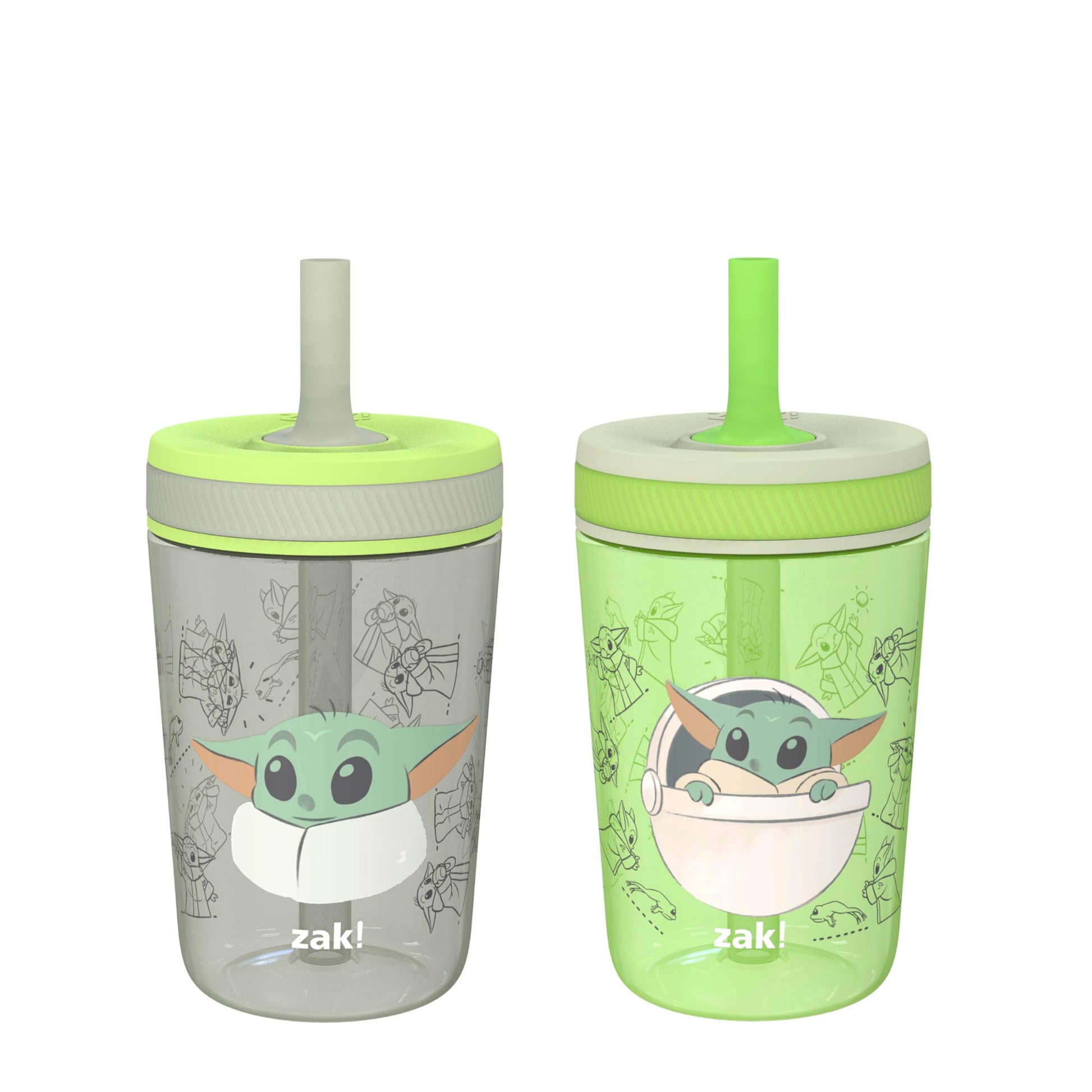 Zak Designs Star Wars The Mandalorian Kelso Toddler Cups For Travel or At Home, 15oz 2-Pack Durable Plastic Sippy Cups With Leak