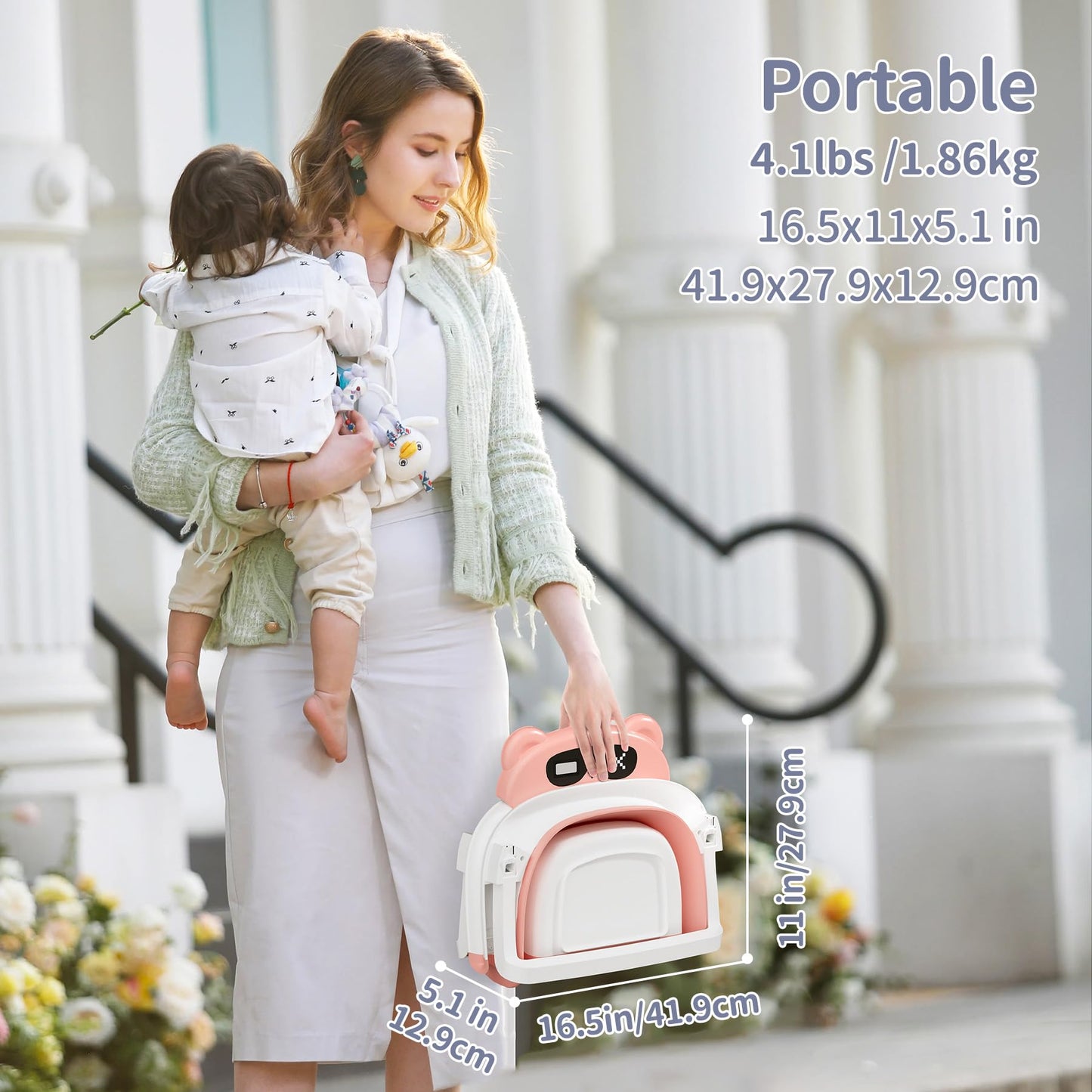 Kerbwry Collapsible Baby Bathtub For Newborn To Toddler (0-18 M) - Portable Baby Tub With Thermometer, Newborn Bathtub With Soft