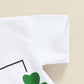 Infant Toddler Baby Boy St Patricks Day Outfits Short Sleeve Shirts Clover Sweatshirt With Pants 2Pcs Clothes Set (Clover S Gree