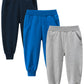 Gfqlong Toddler Boys 3 Pack Cotton Active Jogger Sweatpants,Kids Casual Athletic Solid Pocket Pull On Pants,Grey+Blue+Navy
