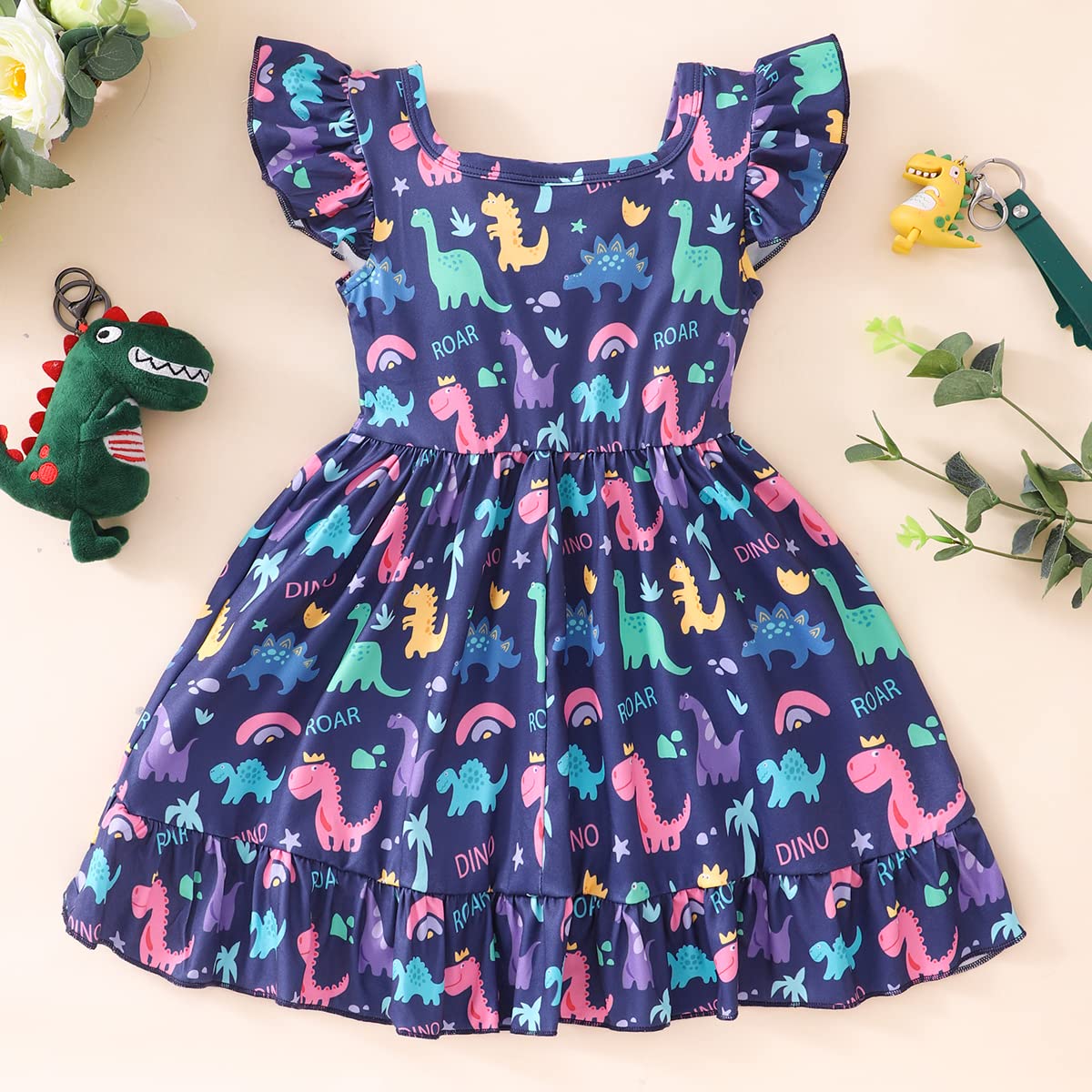 Zarmfly Girl Dinosaur Dress Kids Summer Dresses Back To School Outfits Dinosaur Clothes For Girls 5T