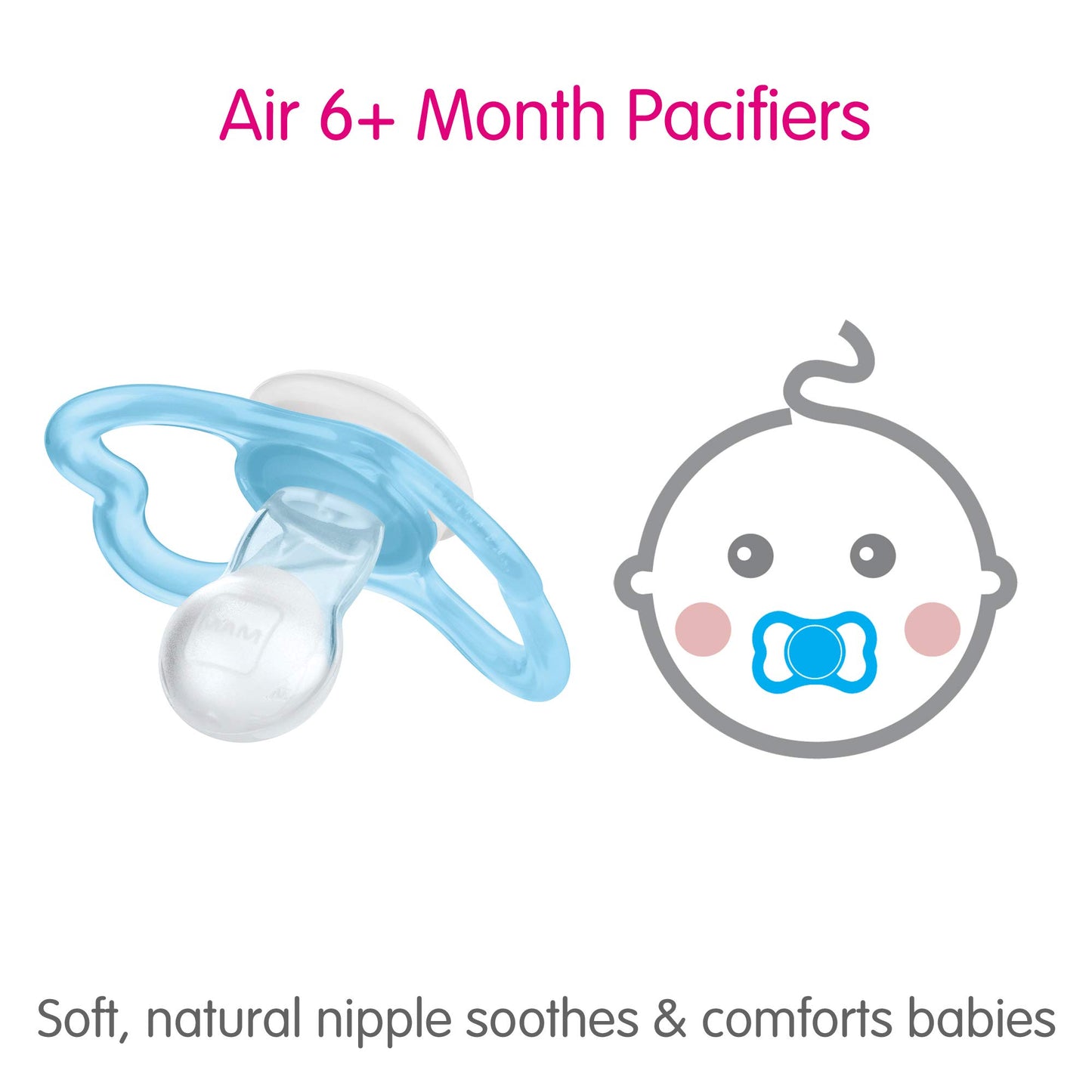 Mam Air Night & Day Baby Pacifier, For Sensitive Skin, Glows In The Dark, 3 Pack, 6-16 Months, Unisex