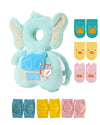 Head Safety Protector Pad For Baby Toddler Walker,Infant Talking Head Protection Backpack Cushion (Z Light Blue Elephant Sets)